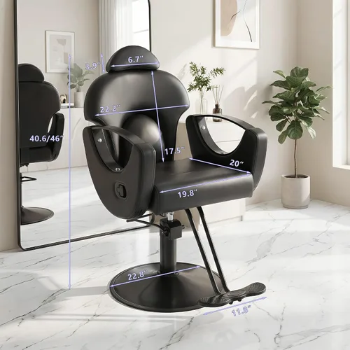Miniatura 3 de Silla de peluquería de salón, silla de peluquería con bomba hidráulica de altura ajustable, sillas reclinables profesionales, silla de belleza