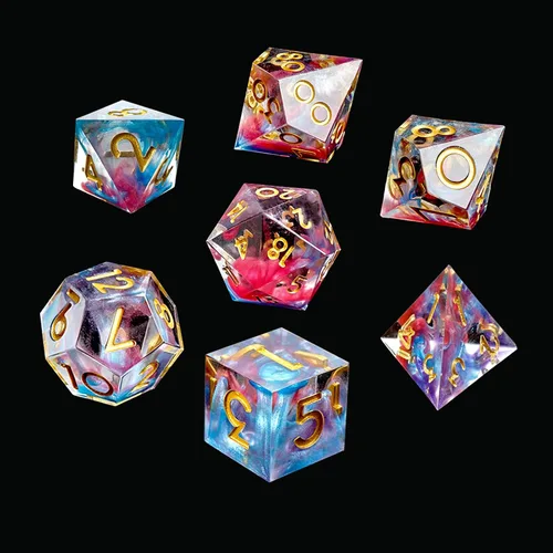 Miniatura 11 de DND - Juego de dados de borde afilado, 7 piezas de dados poliédricos DND con exquisito embalaje de caja de hoja, ideal para juegos de rol