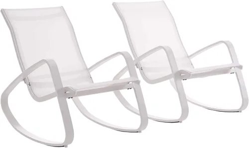 Modway EEI-3180-WHI-WHI-SET - Juego de 2 sillas mecedoras de malla para patio al aire libre, color blanco