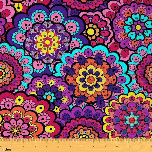 Miniatura 22 de Tela con patrón Paisley de The Yard, tela de tapicería floral étnica boho para sillas y sofás, costura, tela impermeable de arte mandala abstracto
