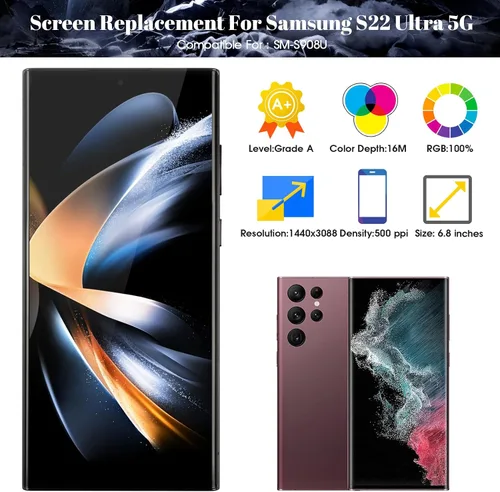 Miniatura 2 de OLED para S22 Ultra 5G Pantalla Reemplazo para Samsung Galaxy S22 Ultra 5G LCD para Samsung S22 Ultra 5G Pantalla SM-S908 SM-S908B Digitalizador