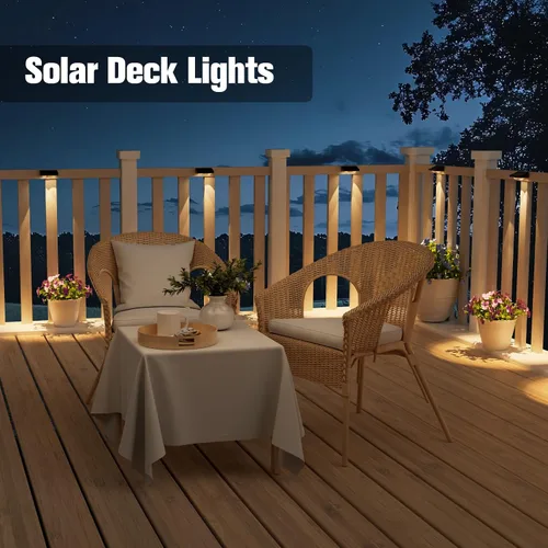 Miniatura 5 de NIORSUN - Luces solares para valla, paquete de 8 luces solares para terraza, color blanco cálido, bombilla impermeable para exteriores LED IP65