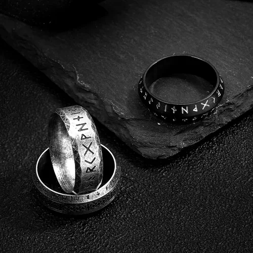 Miniatura 6 de Dochais 3 anillos vikingos para hombres, anillos vikingos nórdicos para hombre, anillos de acero inoxidable, vintage, anillo de runas celtas, anillo