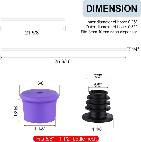 Miniatura 4 de GAGALIFE - Juego de tubo de extensión para dispensador de jabón para fregadero, tubo de silicona de grado alimenticio de 47 pulgadas con válvula