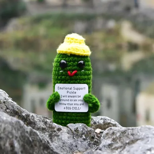 Miniatura 4 de Cabeza de Patata Positiva y Divertida con Tarjeta Mini de Crochet y Tejido para Apoyo Emocional Hecho a Mano, Regalos de Pepino, Decoración