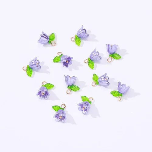Miniatura 3 de 30 dijes de flores multicolor de lirio del valle para hacer joyas