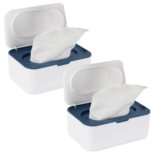 Miniatura 9 de Flenpptly 2 Pack Dispensador de Toallitas para Bebé, Estuche para Toallitas Portador de Toallitas para Bebé Mantiene las Toallitas Frescas, Azul