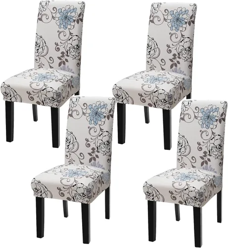 Miniatura 40 de Fundas para silla de comedor Yisun, fundas elásticas para silla de comedor, funda protectora para silla de comedor, mezcla de poliéster, Beige