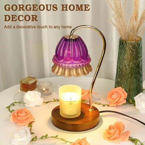 Miniatura 4 de Funistree Paquete de 2 lámparas calentadoras de velas de flores, lámpara de vela con temporizador, regalos de cumpleaños de Navidad para mujeres