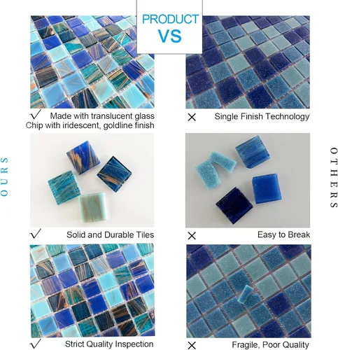 Miniatura 6 de LSDECO Azulejos de mosaico de 12 x 12 pulgadas, azulejos de vidrio, azulejos para cocina, baño, piscina (mezcla de azul cobalto, 1 pies cuadrados)