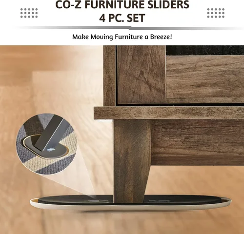 Miniatura 2 de CO-Z Deslizadores grandes para muebles, paquete de 4, deslizadores ovalados reutilizables de 6 x 9 1/2 pulgadas para alfombras, deslizadores