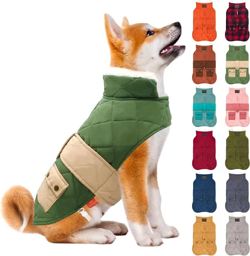 Miniatura 7 de KYEESE Abrigo para Perros Cálido Abrigo de Invierno Acolchado para Mascotas con Agujero para la Correa Chaqueta Suave para Perros con Bolsillo