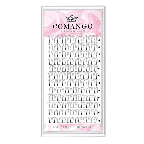CoMango Extensiones de pestañas de volumen 3D/4D/5D/6D/10D, grosor de 0.003 in, rizo C/D, tallo corto de 0.315-0.591 in, extensiones de pestañas de