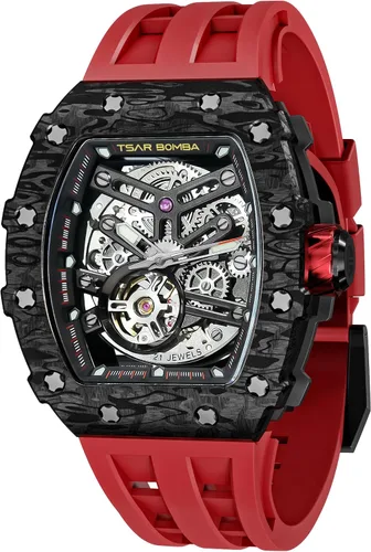Miniatura 27 de TSAR BOMBA Relojes automáticos para hombre, 164.0 ft, impermeable, reloj mecánico japonés, reloj mecánico para hombre, movimiento Tonneau, caja