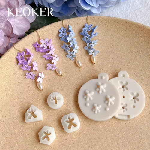 Miniatura 3 de Keoker Moldes para aretes de arcilla polimérica de lavanda, cortadores de pétalos y moldes para hacer joyas, perfectos para amantes de los aretes