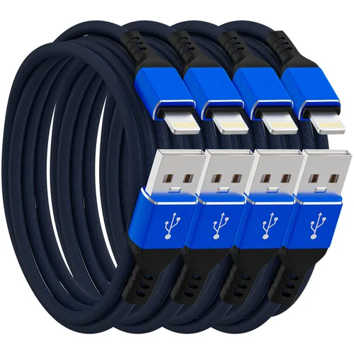 Miniatura 16 de Ironten Cable de carga para iPhone, certificado MFi de Apple, 1 paquete de 6 pies, color azul, largo, de carga rápida, sincronización de datos