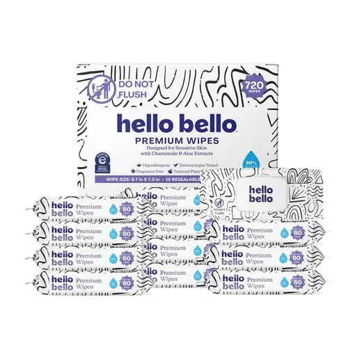 Miniatura 17 de Hello Bello Toallitas premium, diseñadas para pieles sensibles con extractos de manzanilla y aloe, Rosy Posy