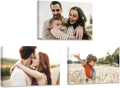 Miniatura 21 de ZXHYWYM Impresiones personalizadas con tus fotos, imágenes personalizadas de 3 piezas para retratos familiares, mascotas, imágenes personalizadas 3