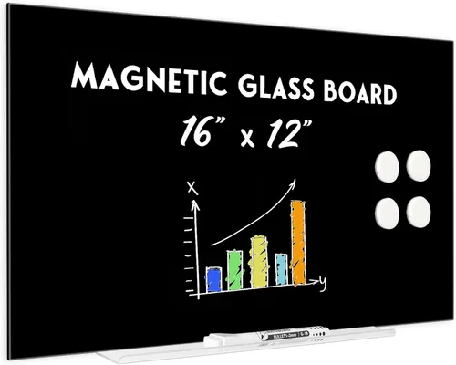 Pizarra blanca magnética de vidrio para pared, pizarra de borrado en seco de vidrio de 16 x 12 pulgadas, pizarra blanca grande sin marco para el
