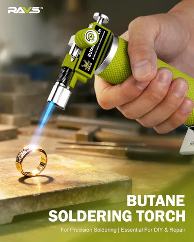 Miniatura 4 de RAVS Encendedor de butano con modo de llama dual, soplete de cocina recargable, soplete de metal para hornear, cocinar, arte de resina con llama