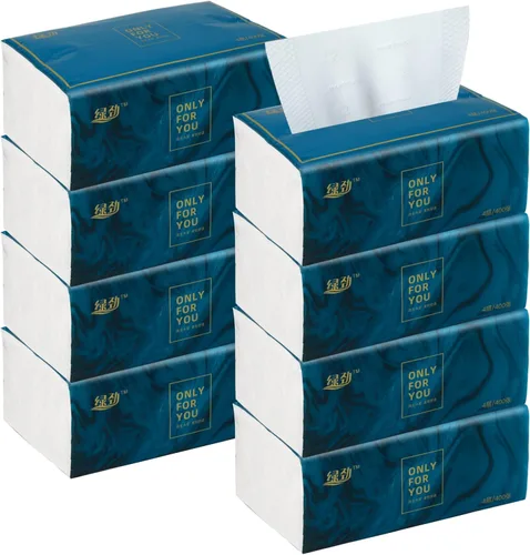 Paquete de 8 pañuelos faciales desechables, papel higiénico, material de fibra de pulpa de madera nativa, servilleta facial suave, papel facial