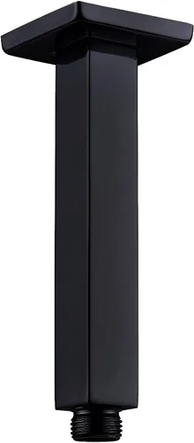 Brazo de ducha negro con brida cuadrada para techo de extensión para cabezal de ducha de lluvia, 6 pulgadas Negro mate
