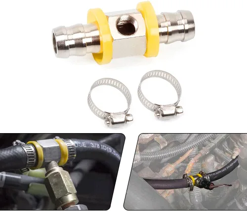 Miniatura 3 de BARTOO 1/2 "línea de combustible presión de combustible con púas bloqueo T adaptador incluye abrazaderas
