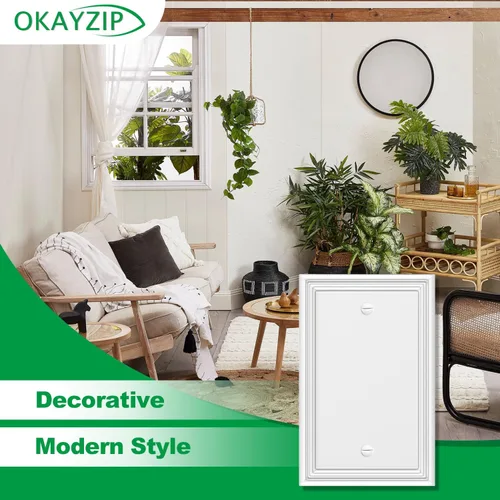 Miniatura 4 de Cubiertas de interruptor de luz blancas decorativas de un solo espacio en blanco para placas de pared, cubiertas de enchufe de placas de interruptor