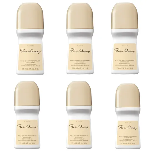 Avon Far Away - Desodorante antitranspirante roll-on para hombres y mujeres (paquete de 6) – Protección contra olores y sudor 24/7 con aroma a