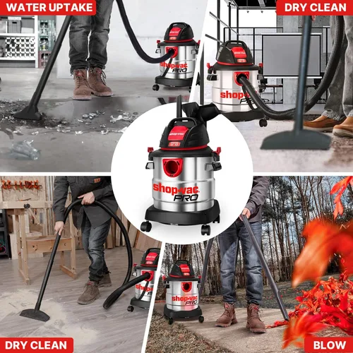 Miniatura 5 de Shop-Vac Aspiradora húmeda/seca de 5 galones y 4.5 HP de pico, tanque de acero inoxidable, aspiradora de taller portátil con filtro, manguera