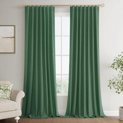 Miniatura 58 de Joywell 2 cortinas opacas 100%, lino, beige natural, trabillas traseras/cinta con ganchos, aislantes, de dormitorio, comedor, sala, puerta corrediza