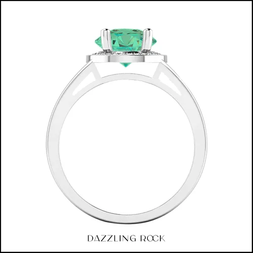Miniatura 256 de Dazzlingrock Collection Anillo de compromiso redondo de 0.276 in con halo de diamante blanco y vástago dividido para ella en oro macizo de 14