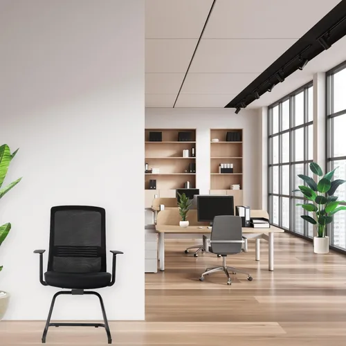 Miniatura 5 de SUNLINE Ergo Silla auxiliar con base de trineo, respaldo de malla, asiento acolchado acolchado, estacionario, ligero, versátil, sillas de oficina