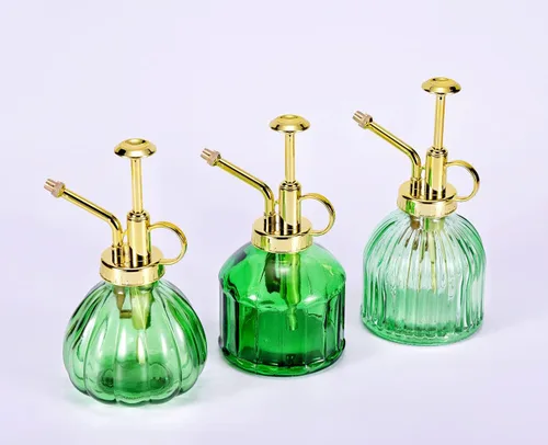 Miniatura 7 de Glass Plant Mister - Botella rociadora de agua de vidrio verde de 6.5 pulgadas con bomba superior dorada, rociador de plantas pequeñas para plantas