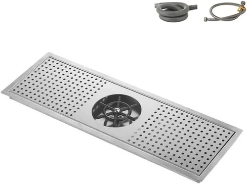 Miniatura 5 de BRONCHO Enjuague de vidrio montado en fregadero de 24 x 8 pulgadas, acero inoxidable 304 con bandeja de goteo para un enjuague rápido en cafeterías