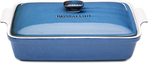 Miniatura 8 de ROSSALLINI Juego de cazuela de gres para hornear con tapa, vajilla rectangular cubierta, grande de 3.2 cuartos, 11 por 9 pulgadas [rojo profundo]