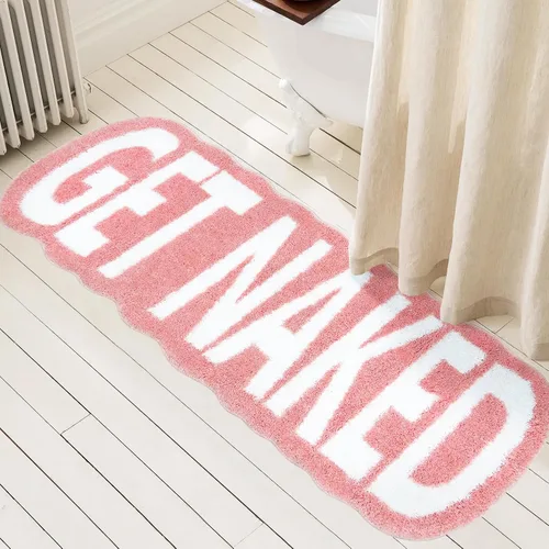 Miniatura 18 de Get Naked - Alfombra de baño larga, alfombra de baño súper suave y divertida, antideslizante, alfombra blanca y negra, alfombra absorbente de agua