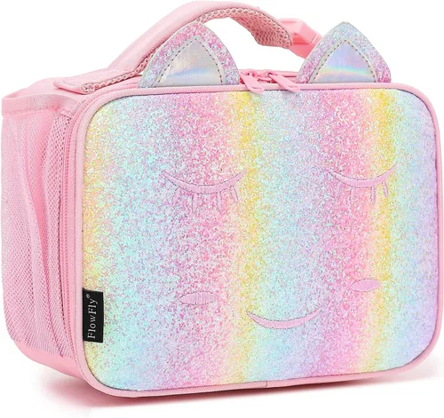 Miniatura 25 de FlowFly Lonchera para niños, bolsa suave aislada, mini hielera para el regreso a clases, kit de bolsa térmica para comidas, para niñas, niños, fútbol