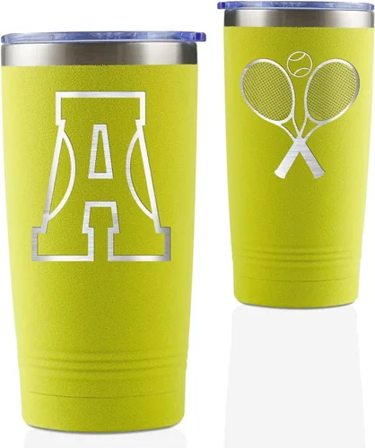 Onebttl Regalos personalizados de tenis para mujeres, amantes del tenis, hombres, vaso de acero inoxidable de 20 onzas para Navidad, cumpleaños con