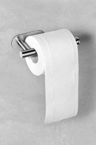 Miniatura 3 de Soporte de papel higiénico sin taladrar - Soporte de rollo de pared adhesivo para pegar (acero inoxidable (cepillado))