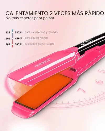 Miniatura 5 de DORISILK Alisador de pelo profesional de alta temperatura de 500 grados, plancha plana de cerámica de 1.75 pulgadas de ancho, alisador y rizador
