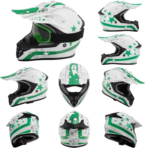 Miniatura 11 de TCMT Casco de motocross para jóvenes, certificado por DOT, casco de motocross ATV de cara completa para niños con gafas, guantes y bolsa para casco