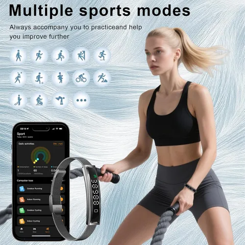 Miniatura 3 de Reloj inteligente para mujeres y hombres, pulsera inteligente ultraligera con monitor de frecuencia cardíaca/oxígeno en sangre/sueño/podómetro