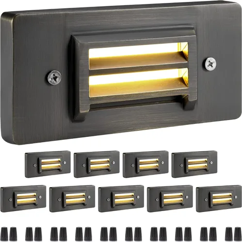 Miniatura 8 de Gardenreet Luces de paso de latón macizo impermeables para exteriores, 2 W, 240 lm, 12 V, luces de escalera de bajo voltaje, luces blancas cálidas