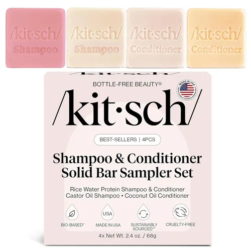 Miniatura 17 de Kitsch Set de champú y acondicionador en barra tonificante púrpura para rubias y cabello teñido – con biotina para fortalecer y neutralizar