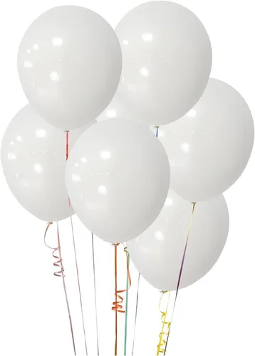 Miniatura 2 de ASIYUHY Paquete de 100 globos blancos de látex de 12 pulgadas con 2 rollos de globos de helio para bodas, fiestas de cumpleaños, baby shower