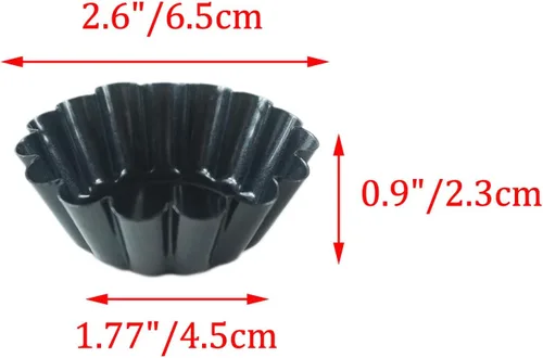 Miniatura 2 de 12 paquetes de moldes para tarta de huevo, mini moldes de acero al carbono de 2.6 pulgadas, antiadherentes reutilizables, molde para magdalenas