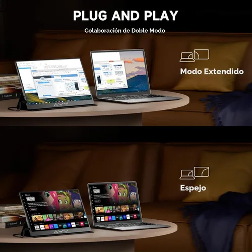 Miniatura 3 de qaf Monitor portátil de 15.6 pulgadas para laptop, monitor de computadora FHD 1080P USB-C HDMI 100% sRGB HDR pantalla IPS, segunda pantalla de viaje