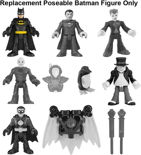 Miniatura 2 de Mattel Pieza de repuesto para Imaginext Deluxe Figure Pack Playset – GWX46 ~ Figura de Batman Poseable de Repuesto ~ Llevando Traje Negro y Capa