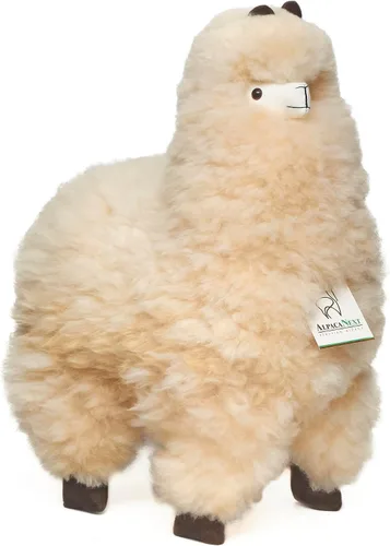 Miniatura 14 de Alpaca Animal de Peluche – 9 pulgadas. Linda Alpaca de Peluche Suave y Abrazable, Juguete de Alpaca de Peluche Hecho a Mano con Pelo Natural de Beige